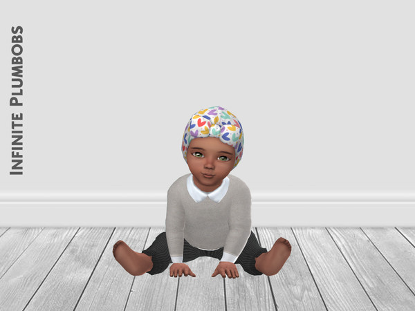 Sims 4 — Infant Heart Headwrap by InfinitePlumbobs — Heart Print Headwrap for Infants