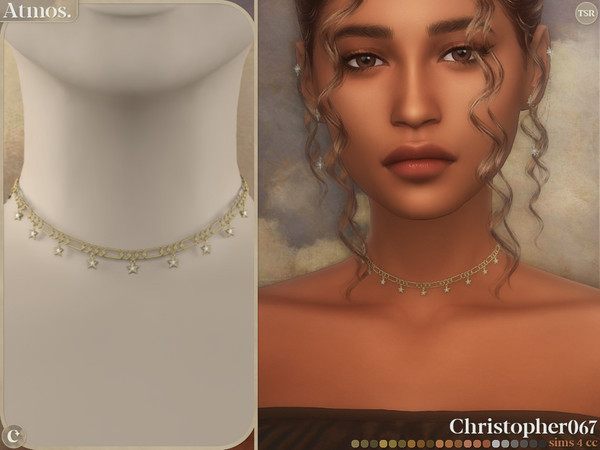 Sims 4 — Atmos Necklace by christopher0672 — This is a stunning cosmic Figaro chain choker scattered with small dangling