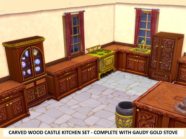 Sims 4 — Carved Wood Castle Kitchen Counter by ayshala2 — Come for the amazing carved wood counter and stay for the