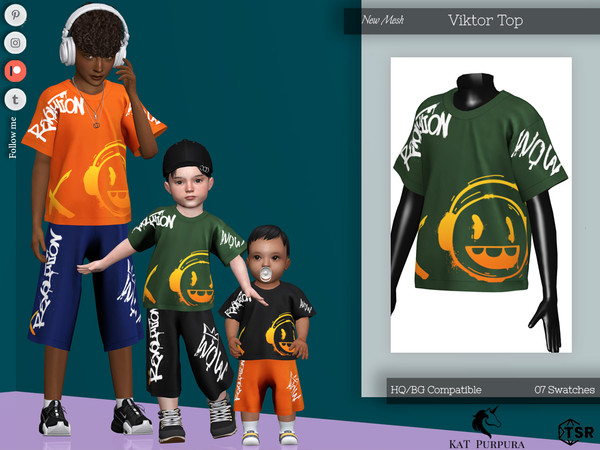 Sims 4 — Viktor Top- Child by KaTPurpura — Short sleeve t-shirt with urban style