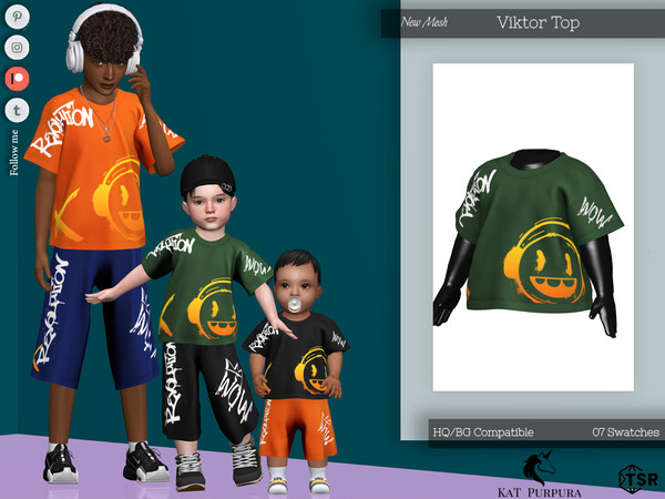 Sims 4 — Viktor Top- Infant by KaTPurpura — Short sleeve t-shirt with urban style