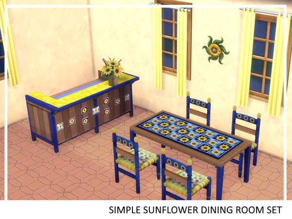 Sims 4 — Simple Sunflower Bar by ayshala2 — The Simple Sunflower Dining Room Set has a Tuscan touch mixed with bold