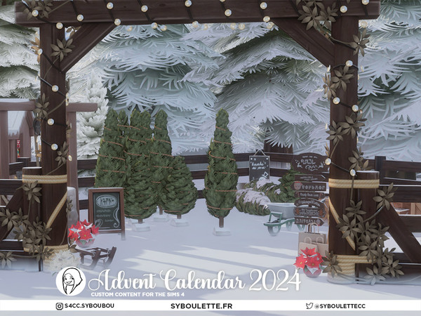 Sims 4 — Advent Calendar 2024 - Pole sign | christmas market by Syboubou — This year, it wasn't about decoration since it