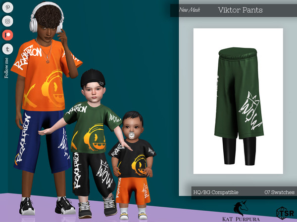 Sims 4 — Viktor Pants- Child by KaTPurpura — Semi-long pants with urban style