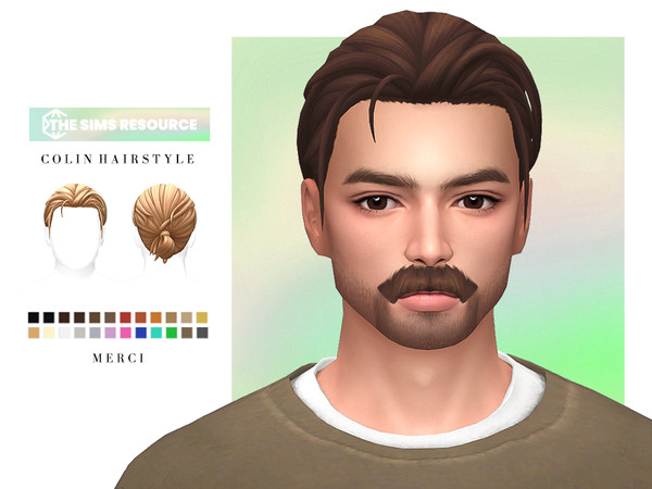 Sims 4 — Colin Hairstyle by -Merci- — New Maxis Match Hairstyle for Sims4. -24 EA Colours.