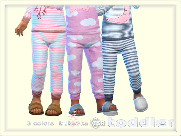 Sims 4 — Pants Pajamas by bukovka — Pants for toddlers of both sexes: boys and girls in 3 coloring options. All cards