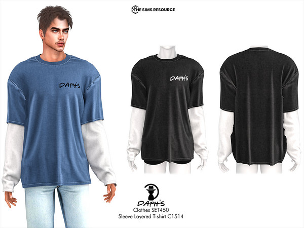 Sims 4 — Clothes SET450 - Sleeve Layered T-shirt C1514 by Daph's — 10 Swatches