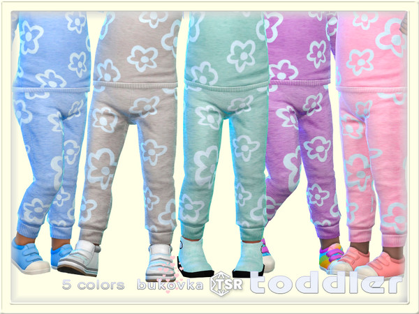 Sims 4 — Pants Flowers by bukovka — Pants for toddlers of both sexes: boys and girls in 5 coloring options. All cards