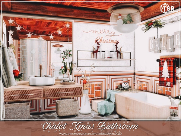 Sims 4 — Chalet Xmas Bathroom by MychQQQ — Value: $ 8,391