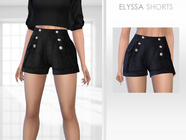 Sims 4 — Elyssa Shorts by Puresim — Black shorts for female sims