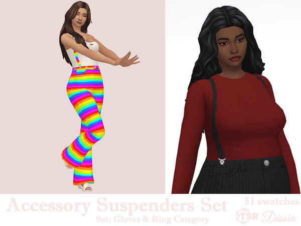 Sims 4 — Accessory Suspenders (Rings) by Dissia — Accessory suspenders in many colors for female sims