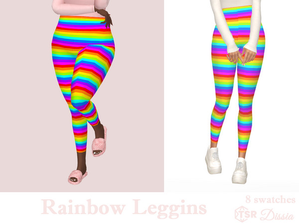 Sims 4 — Rainbow Leggins by Dissia — High waist rainbow pattern leggins