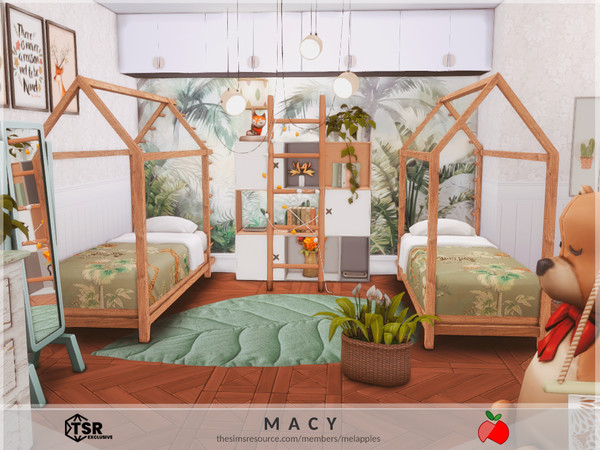 Sims 4 — Macy -  kids room by melapples — a nature themed twin bedroom. enjoy! 7x7