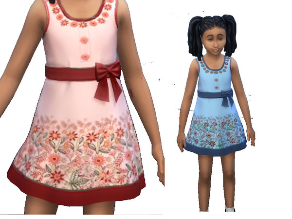 Sims 4 — Embroidered Valentine's Day Dress by ayshala2 — Hand embroidered by grandma, this simple school dress comes in