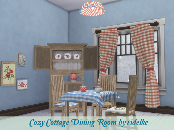 Sims 4 — Cozy Cottage Dining Room by videlke2 — A dining room in cottage style. Cozy, natural and rural. No better place