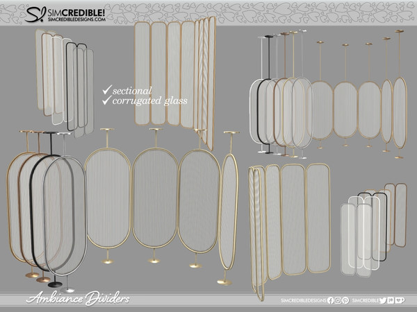 Sims 4 — Ambiance Divider Glass Double by SIMcredible! — This is the fourth and last Ambiance set. Bringing some modern