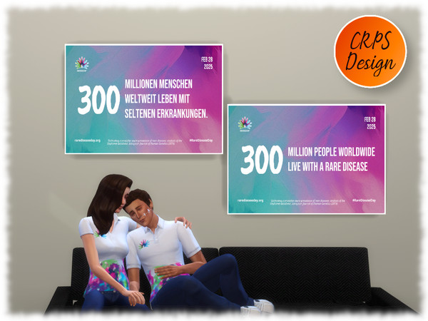 Sims 4 — RDD 25 Infocard 1 by Stephanie_Mey1991 — 9 Rare Disease Day infographics. Each picture consists of 2 patterns in