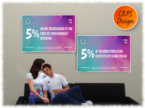Sims 4 — RDD 25 Infocard 2 by Stephanie_Mey1991 — 9 Rare Disease Day infographics. Each picture consists of 2 patterns in