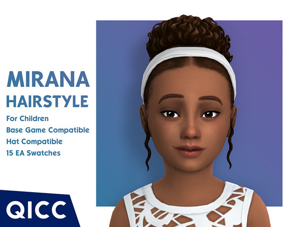 Sims 4 — Mirana Hair by qicc — A curly high bun with a headband. - Maxis Match