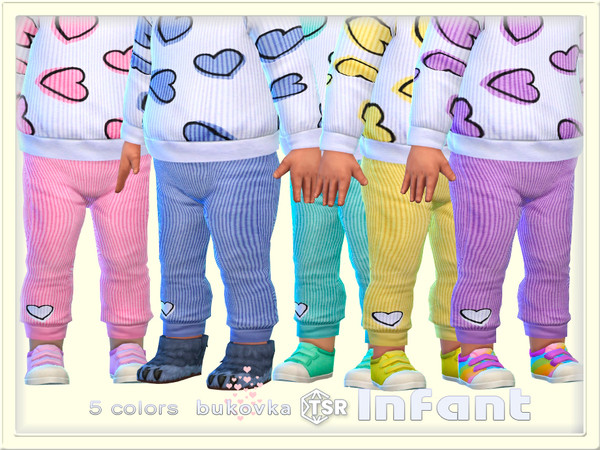 Sims 4 — Pants Hearts by bukovka — Pants for infants of only girls in 5 coloring options. All cards have been changed,