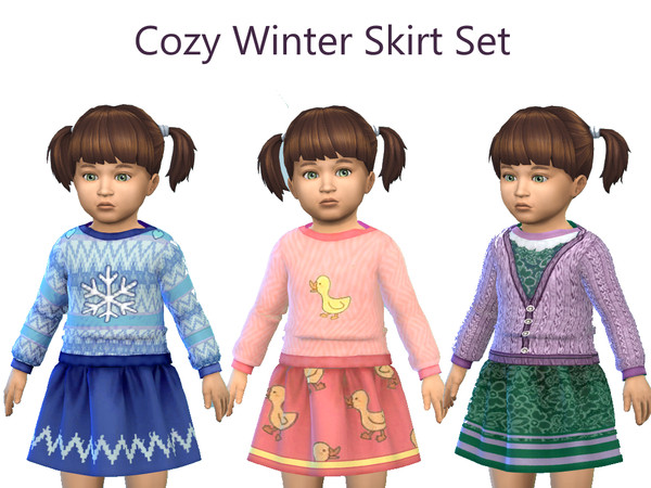 Sims 4 — Cozy Winter Skirt Set by ayshala2 — Three different outfits for your little cutie. A recolor of the ErinAOK mesh