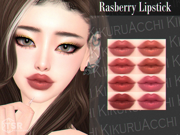 Sims 4 — Rasberry Lipstick by Kikuruacchi — - It is suitable for Female and Male. ( Teen to Elder ) - 8 swatches - HQ