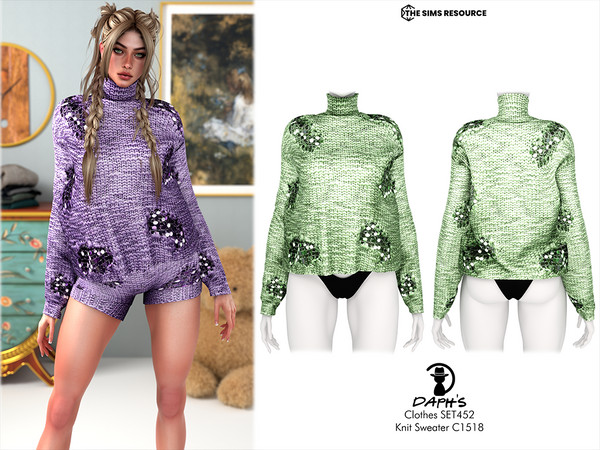 Sims 4 — Clothes SET452 - Knit Sweater C1518 by Daph's — 5 Swatches