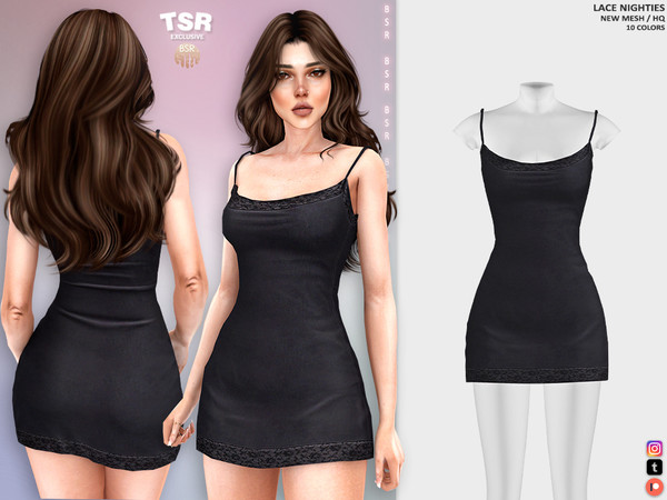 Sims 4 — LACE NIGHTIE BD1438 by busra-tr — 10 colors Adult, Elder, Teen, Young Adult