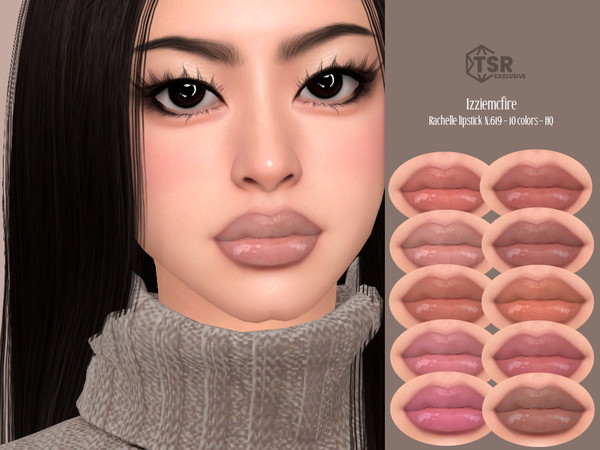 Sims 4 — IMF Rachelle Lipstick N.619 by IzzieMcFire — Rachelle Lipstick N.619 contains 10 colors in hq texture.