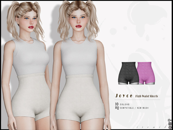 Sims 4 — JOYCE SET - High Waist Shorts by _ironik_ — -10 Colors