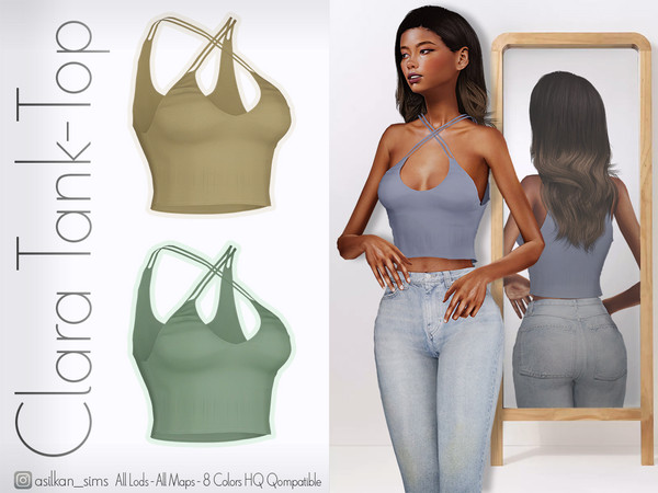 Sims 4 — Clara Tank Top - ACN 561 by Asilkan — - 8 Colors