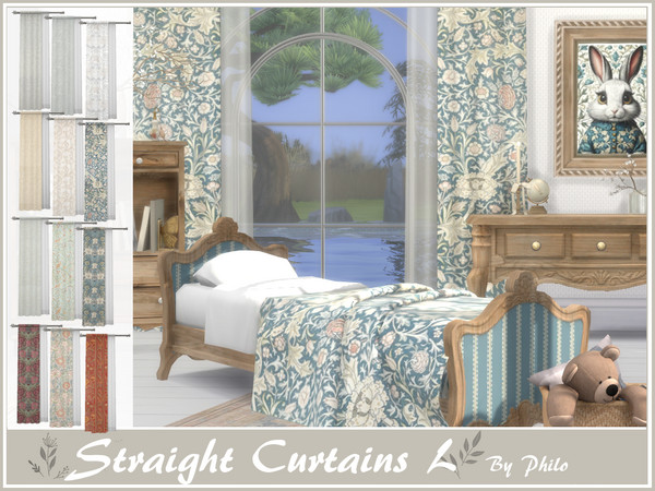 Sims 4 — Philo_Sophie Straight Curtain Left by philo — This set will give your country houses a cottagecore aesthetic: