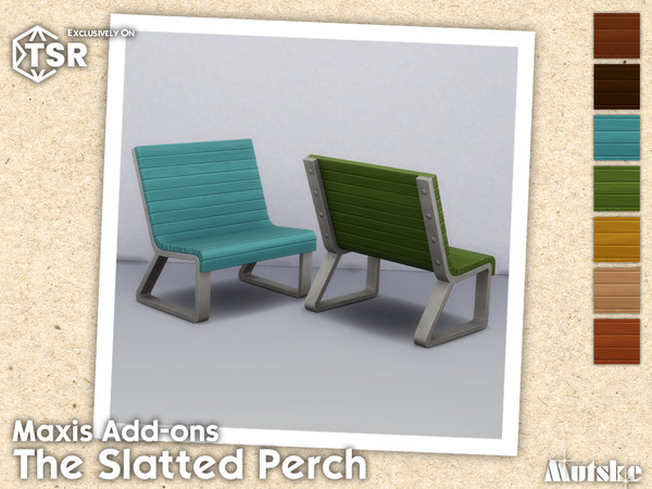 Sims 4 — The Slatted Perch - Chair Edition by Mutske — Maxis Add-on of The Slatted Perch. Make sure that your game is
