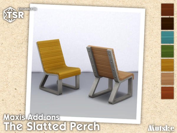 Sims 4 — The Slatted Perch - Diningchair Edition by Mutske — Maxis Add-on of The Slatted Perch. Make sure that your game