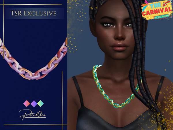Sims 4 — Carnival Chain Necklace by Pitted0live — Colorful chunky chain necklace Custom catalog image Custom spec map