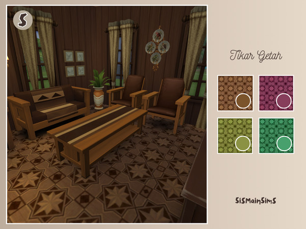 Sims 4 — SisMainSims - Tikar Getah by dokgominch — Ada dalam 4 pilihan warna untuk korang yang nak ada vibe2 melayu dan