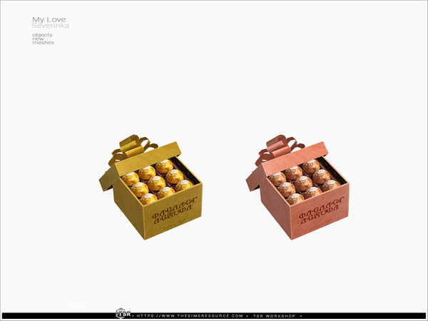 Sims 4 — My Love - sweet box by Severinka_ — A set of decor for decorating a festive table in a romantic style.