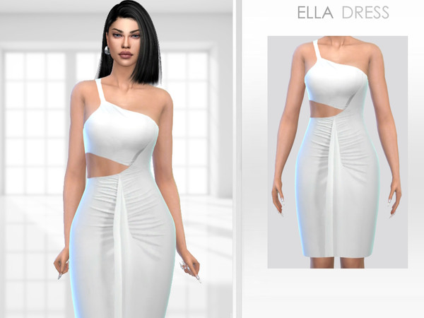 Sims 4 — Ella Dress by Puresim — White dress for female sims.