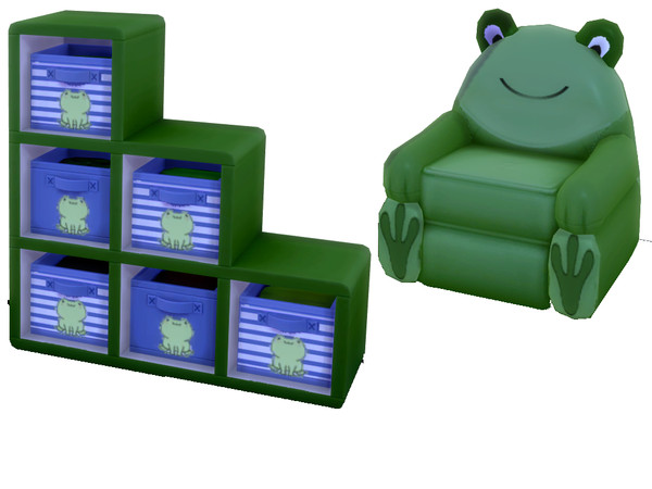 Sims 4 — Froggy Green Nursery Toddler Bookcase by ayshala2 — Complete with cozy frog chair, this Froggy Green Nursery Set