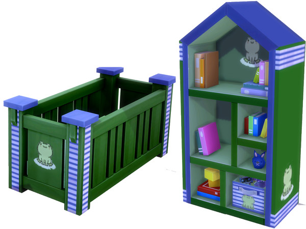 Sims 4 — Froggy Green Nursery Toddler Bed by ayshala2 — Complete with cozy frog chair, this Froggy Green Nursery Set has