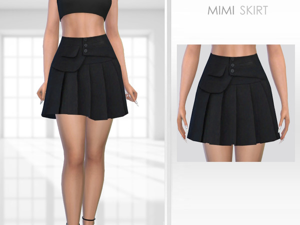 Sims 4 — Mimi Skirt by Puresim — Black skirt for female sims.