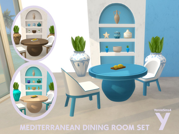 Sims 4 — YannaSims4 Mediterranean Dining Room Set Starfish by YannaSims4CC — Hi, this CC dining set is part of a