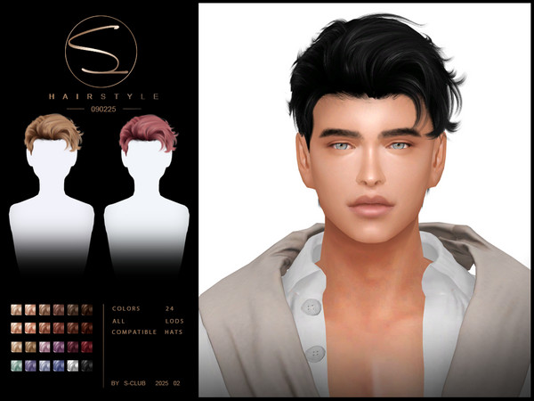 Sims 4 — Short hairstyle 090225 by S-CLUB by S-Club — Short hairstyle with 24 colors, hope you like, thank you