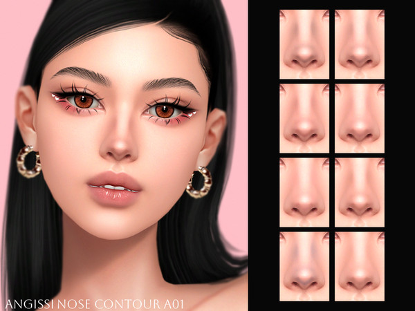 Sims 4 — Nose contour A01 by ANGISSI — PREVIEWS MADE USING HQ MOD Female