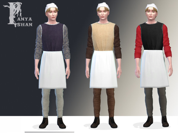 Sims 4 — PanyaShan_MedievalStyleMaidUniformSuitM.package by PanyaShan — This set replaces the standard male uniform of