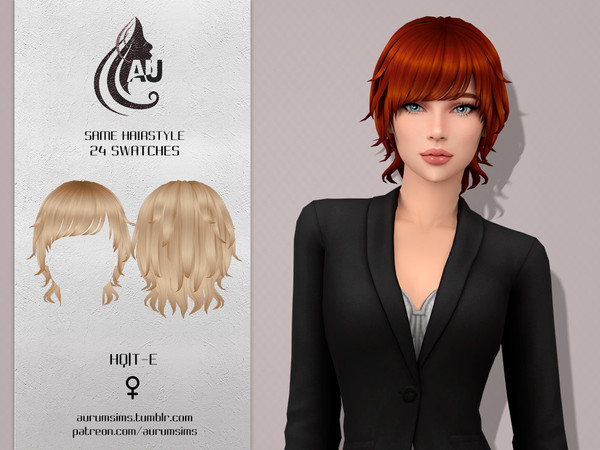 Sims 4 — Same - short female hairstyle by Aurum — Maxis match short hairstyle in 24 EA swatches for female teen-elder
