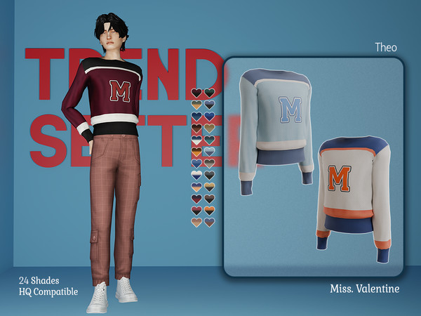 Sims 4 — Theo Top by MissValentine142 — Sweater with emblem
