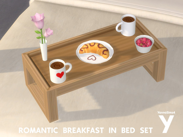 Sims 4 — YannaSims4 Romantic Breakfast In Bed Set Croissant by YannaSims4CC — It might be a bit early for Valentine's