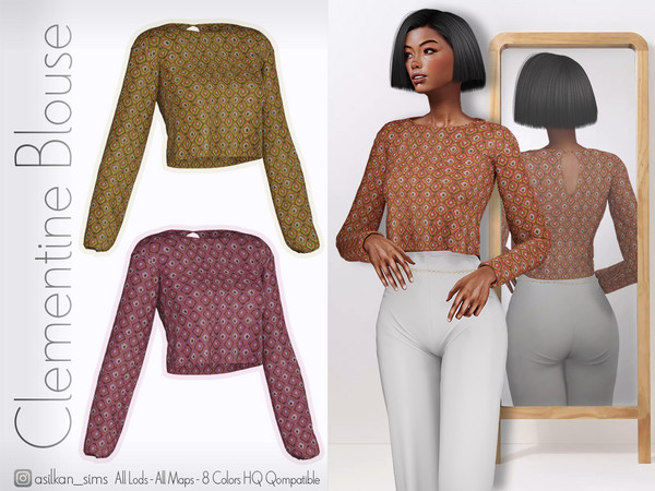 Sims 4 — Clementine Blouse - ACN 569 by Asilkan — - 8 Colors