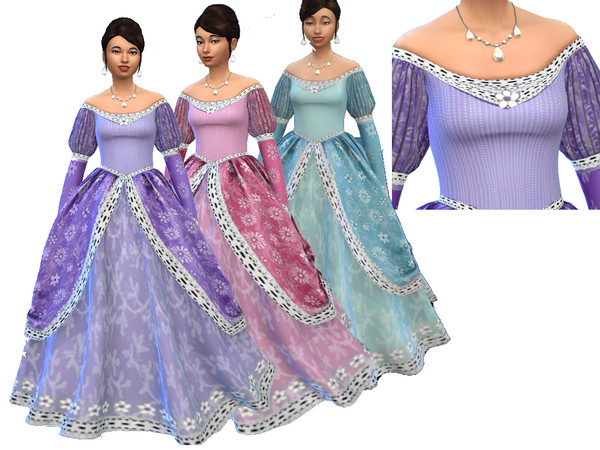 Sims 4 — Floral Bustle Gown by ayshala2 — Dress to impress in this fancy Victorian gown. So stunning that even Cinderella